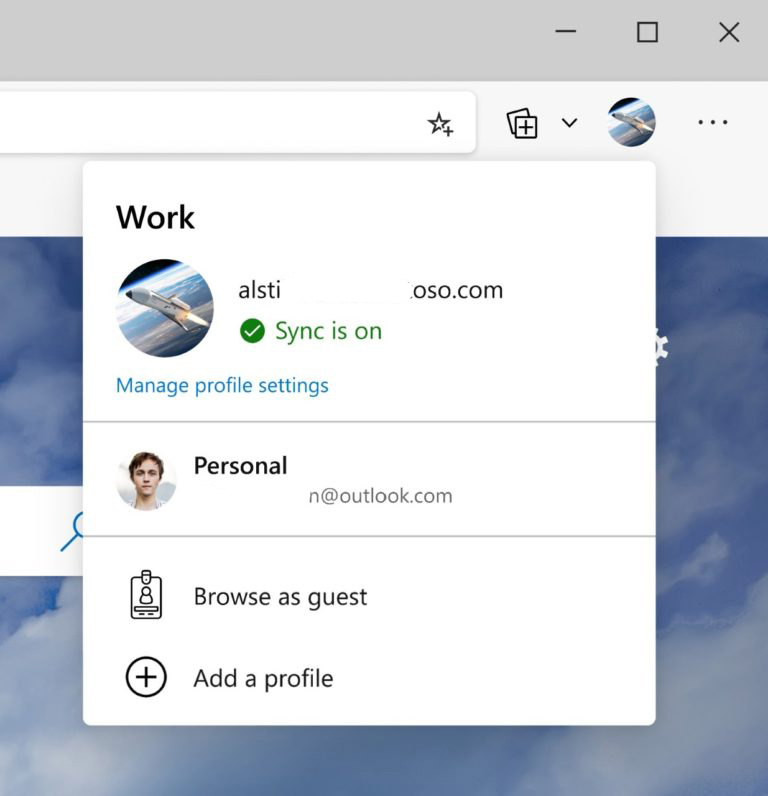 use multiple User Profiles in Microsoft Edge
