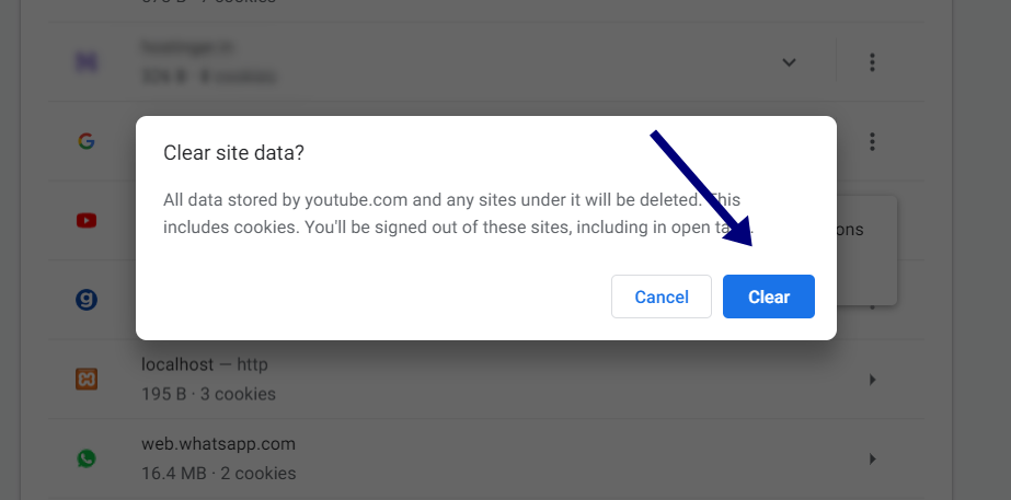 clear cache cookies chrome clear cache