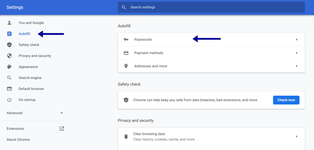 Delete Saved Passwords on Chrome